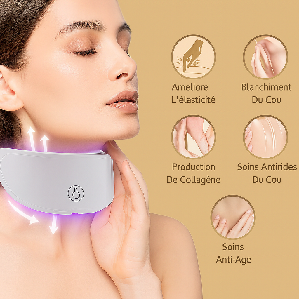 Appareil de Beauté à LED  pour Cou avec 7 Couleurs de Soins de la Peau